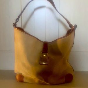 Dooney & Bourke tan suede & Carmel leather hobo style bag $125.00 w/dust bag
